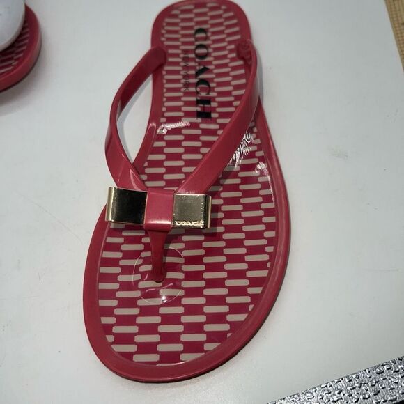 Coach Landon Jelly Flip Flops in Pink - Picture 7 of 8